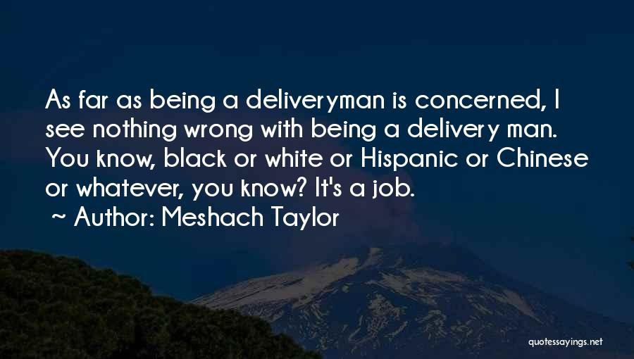 Meshach Taylor Quotes: As Far As Being A Deliveryman Is Concerned, I See Nothing Wrong With Being A Delivery Man. You Know, Black