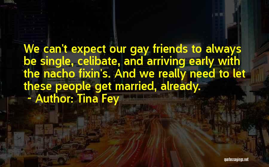 Tina Fey Quotes: We Can't Expect Our Gay Friends To Always Be Single, Celibate, And Arriving Early With The Nacho Fixin's. And We