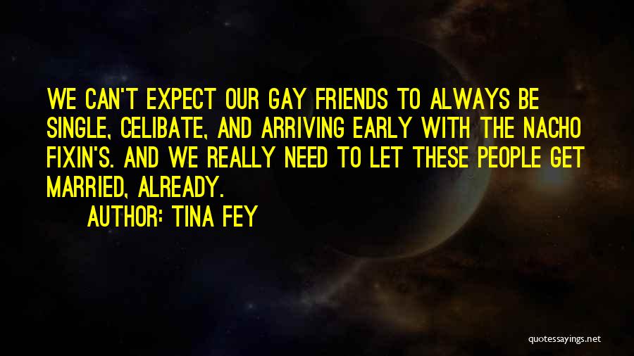 Tina Fey Quotes: We Can't Expect Our Gay Friends To Always Be Single, Celibate, And Arriving Early With The Nacho Fixin's. And We