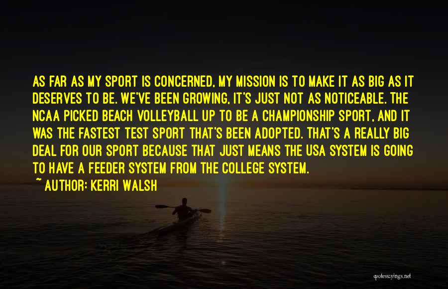 Kerri Walsh Quotes: As Far As My Sport Is Concerned, My Mission Is To Make It As Big As It Deserves To Be.