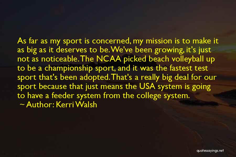 Kerri Walsh Quotes: As Far As My Sport Is Concerned, My Mission Is To Make It As Big As It Deserves To Be.