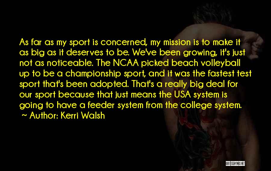 Kerri Walsh Quotes: As Far As My Sport Is Concerned, My Mission Is To Make It As Big As It Deserves To Be.