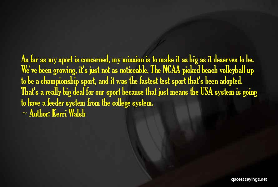 Kerri Walsh Quotes: As Far As My Sport Is Concerned, My Mission Is To Make It As Big As It Deserves To Be.