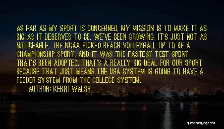 Kerri Walsh Quotes: As Far As My Sport Is Concerned, My Mission Is To Make It As Big As It Deserves To Be.