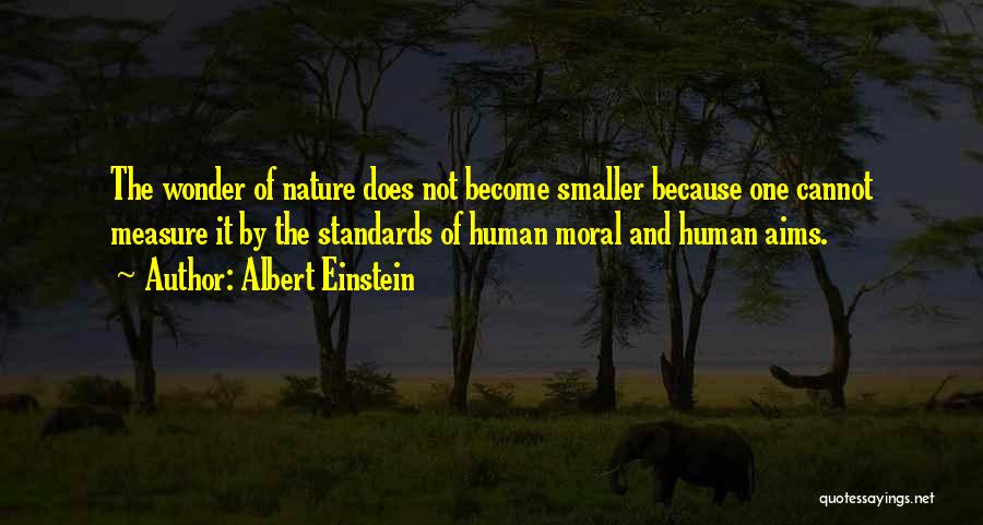 Albert Einstein Quotes: The Wonder Of Nature Does Not Become Smaller Because One Cannot Measure It By The Standards Of Human Moral And