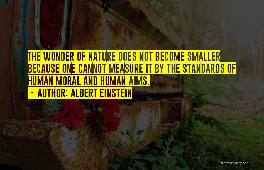 Albert Einstein Quotes: The Wonder Of Nature Does Not Become Smaller Because One Cannot Measure It By The Standards Of Human Moral And