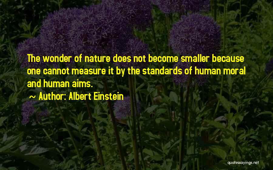 Albert Einstein Quotes: The Wonder Of Nature Does Not Become Smaller Because One Cannot Measure It By The Standards Of Human Moral And