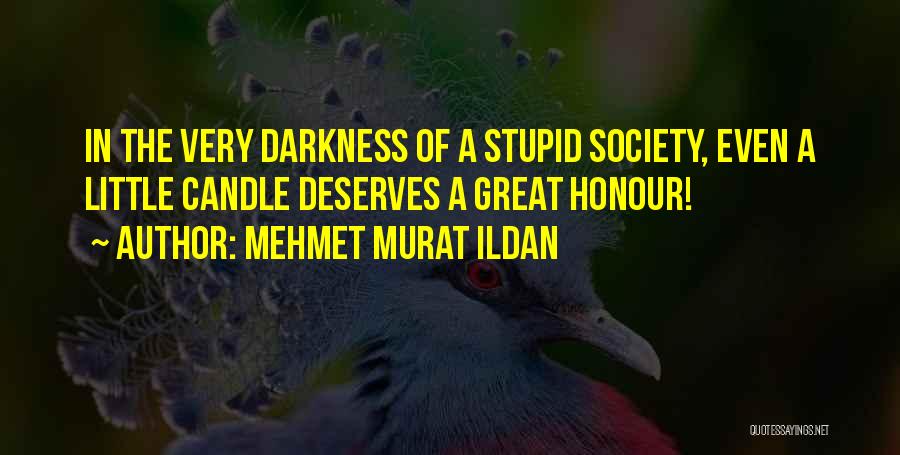 Mehmet Murat Ildan Quotes: In The Very Darkness Of A Stupid Society, Even A Little Candle Deserves A Great Honour!