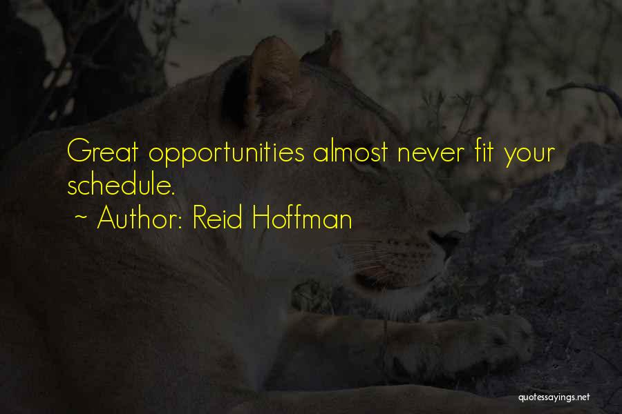 Reid Hoffman Quotes: Great Opportunities Almost Never Fit Your Schedule.