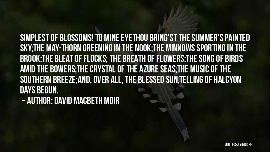 David Macbeth Moir Quotes: Simplest Of Blossoms! To Mine Eyethou Bring'st The Summer's Painted Sky;the May-thorn Greening In The Nook;the Minnows Sporting In The