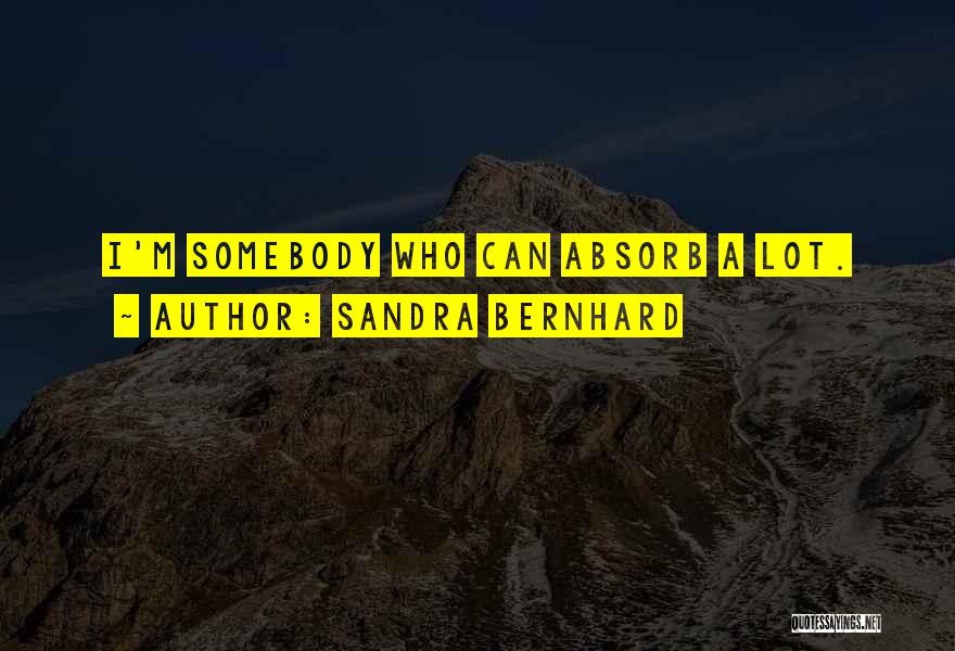 Sandra Bernhard Quotes: I'm Somebody Who Can Absorb A Lot.