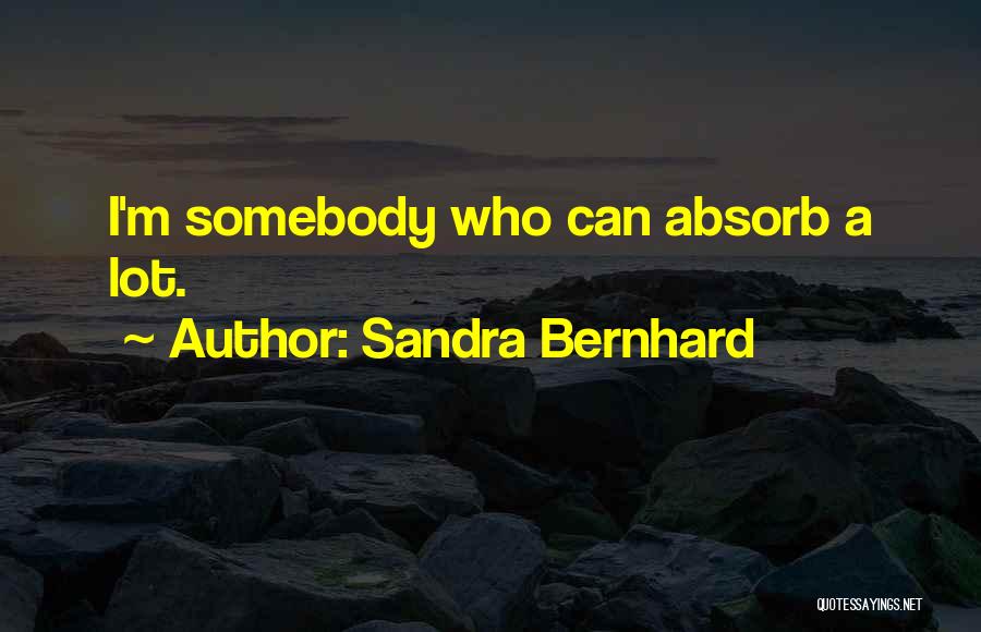 Sandra Bernhard Quotes: I'm Somebody Who Can Absorb A Lot.