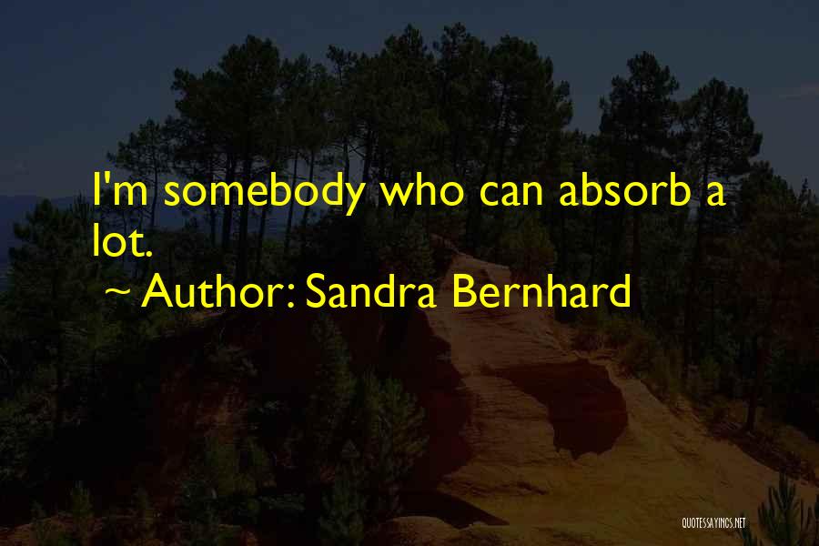 Sandra Bernhard Quotes: I'm Somebody Who Can Absorb A Lot.