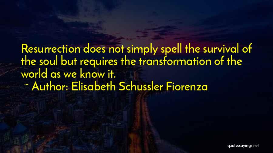 Elisabeth Schussler Fiorenza Quotes: Resurrection Does Not Simply Spell The Survival Of The Soul But Requires The Transformation Of The World As We Know