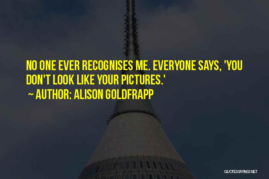 Alison Goldfrapp Quotes: No One Ever Recognises Me. Everyone Says, 'you Don't Look Like Your Pictures.'
