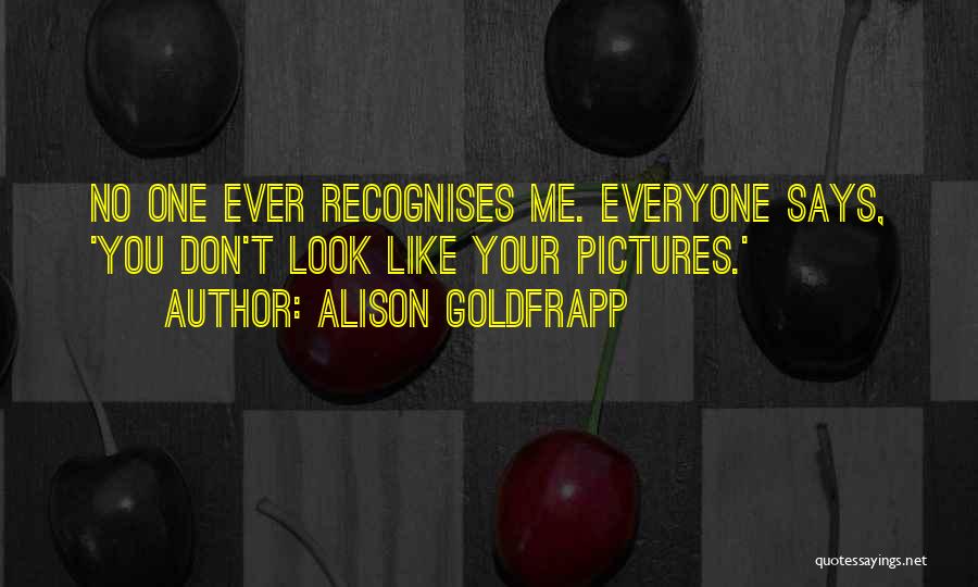 Alison Goldfrapp Quotes: No One Ever Recognises Me. Everyone Says, 'you Don't Look Like Your Pictures.'