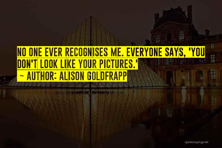 Alison Goldfrapp Quotes: No One Ever Recognises Me. Everyone Says, 'you Don't Look Like Your Pictures.'