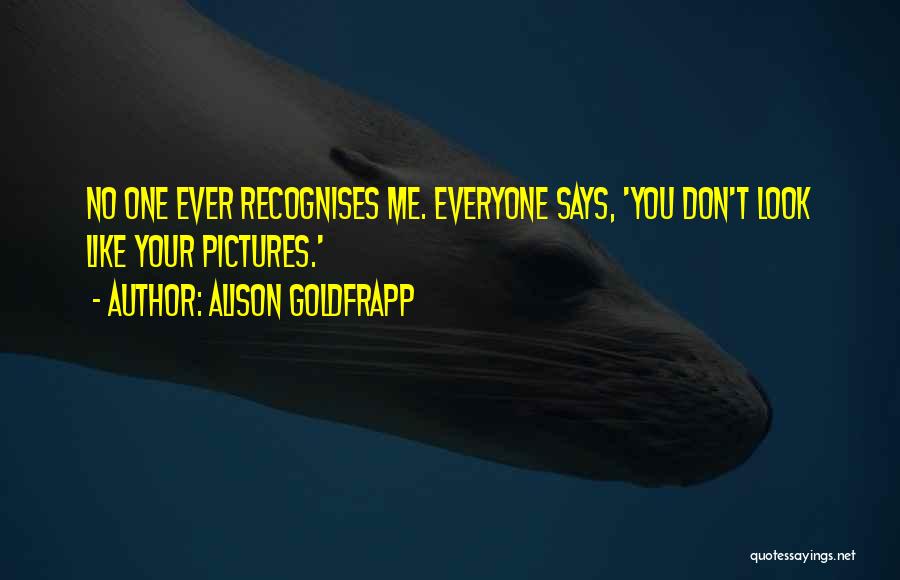 Alison Goldfrapp Quotes: No One Ever Recognises Me. Everyone Says, 'you Don't Look Like Your Pictures.'
