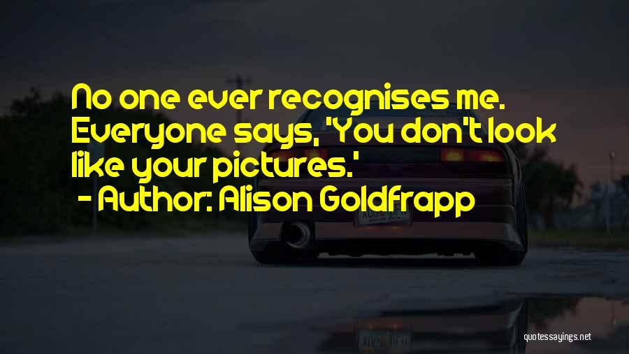 Alison Goldfrapp Quotes: No One Ever Recognises Me. Everyone Says, 'you Don't Look Like Your Pictures.'