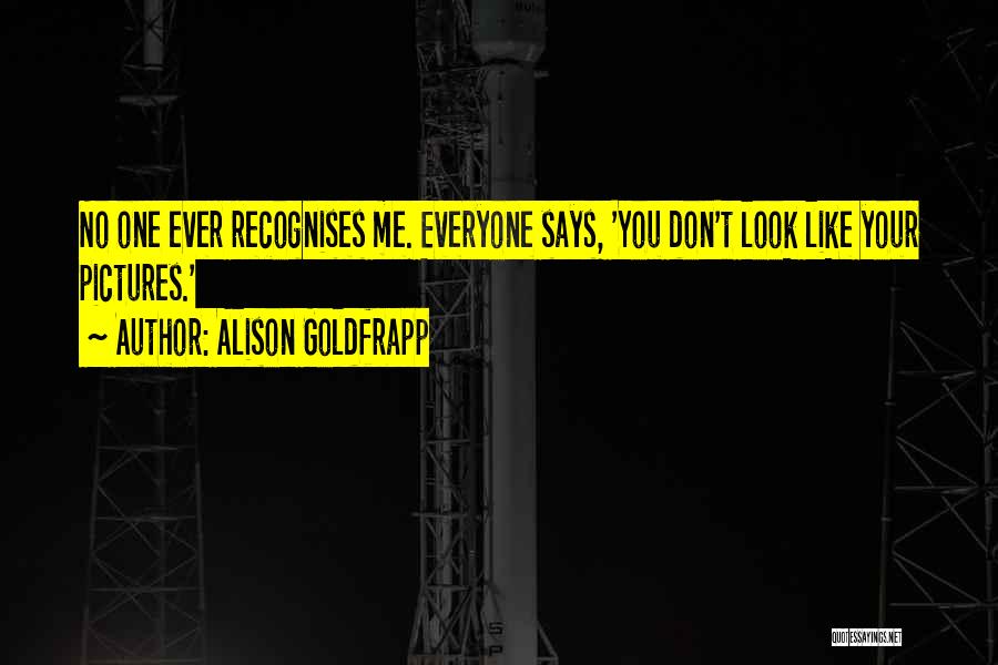 Alison Goldfrapp Quotes: No One Ever Recognises Me. Everyone Says, 'you Don't Look Like Your Pictures.'