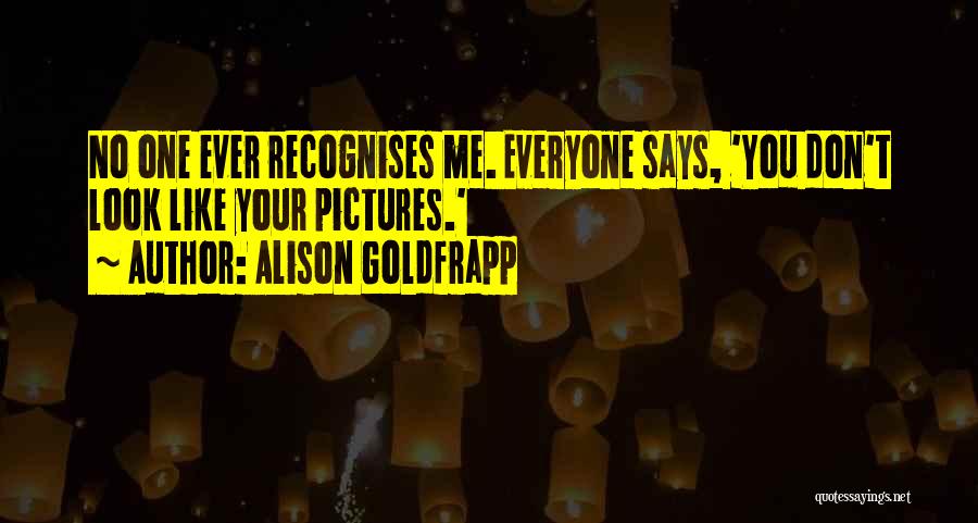 Alison Goldfrapp Quotes: No One Ever Recognises Me. Everyone Says, 'you Don't Look Like Your Pictures.'