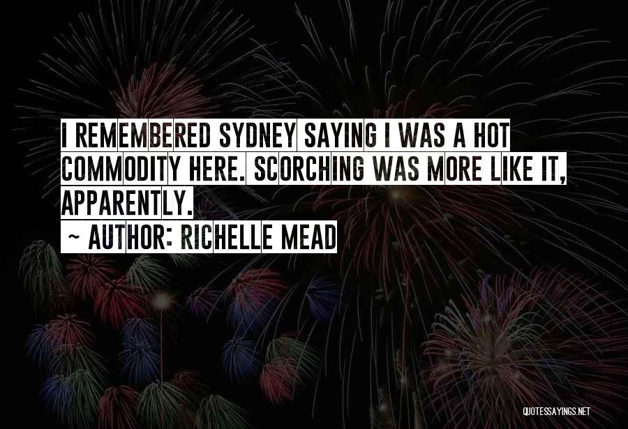 Richelle Mead Quotes: I Remembered Sydney Saying I Was A Hot Commodity Here. Scorching Was More Like It, Apparently.