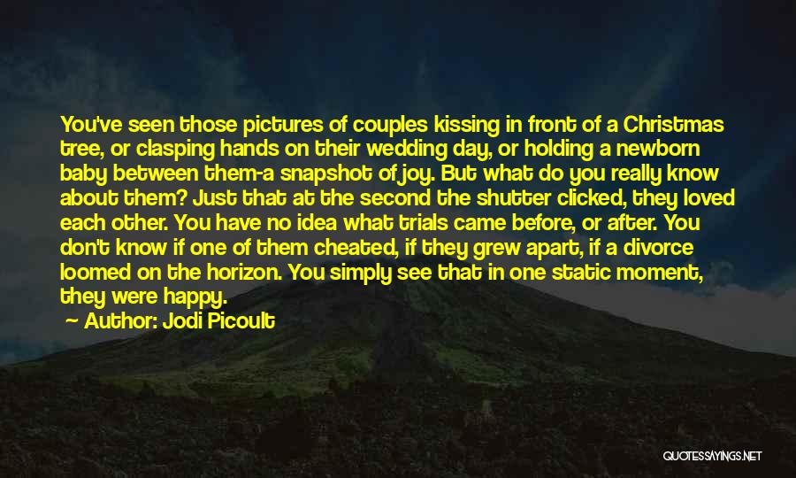 Jodi Picoult Quotes: You've Seen Those Pictures Of Couples Kissing In Front Of A Christmas Tree, Or Clasping Hands On Their Wedding Day,