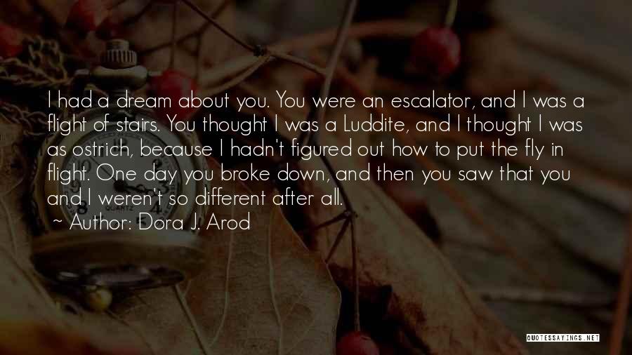 Dora J. Arod Quotes: I Had A Dream About You. You Were An Escalator, And I Was A Flight Of Stairs. You Thought I