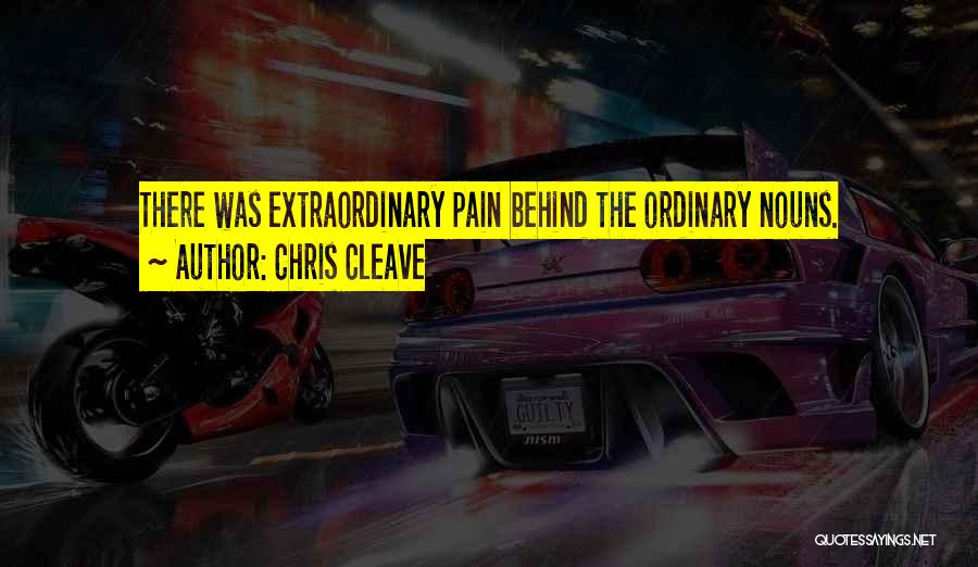 Chris Cleave Quotes: There Was Extraordinary Pain Behind The Ordinary Nouns.