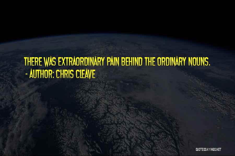 Chris Cleave Quotes: There Was Extraordinary Pain Behind The Ordinary Nouns.