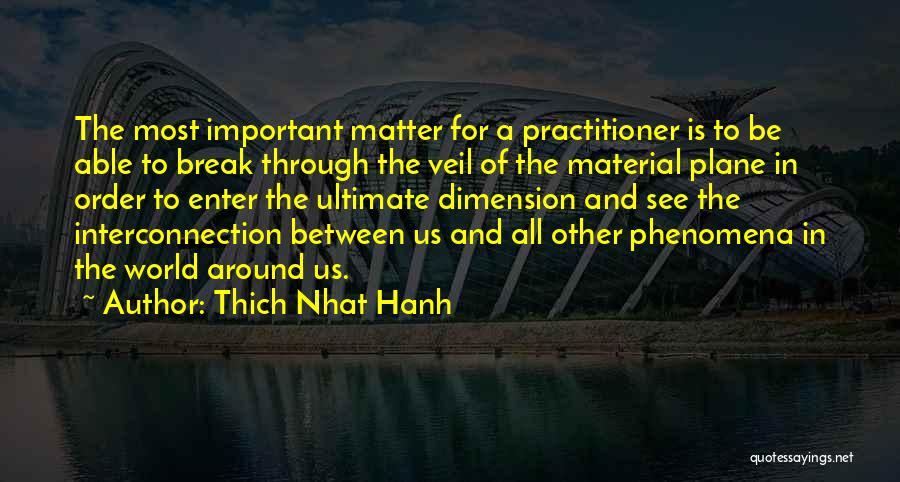 Thich Nhat Hanh Quotes: The Most Important Matter For A Practitioner Is To Be Able To Break Through The Veil Of The Material Plane