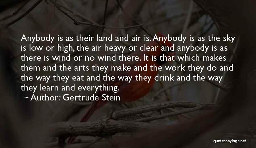 Gertrude Stein Quotes: Anybody Is As Their Land And Air Is. Anybody Is As The Sky Is Low Or High, The Air Heavy