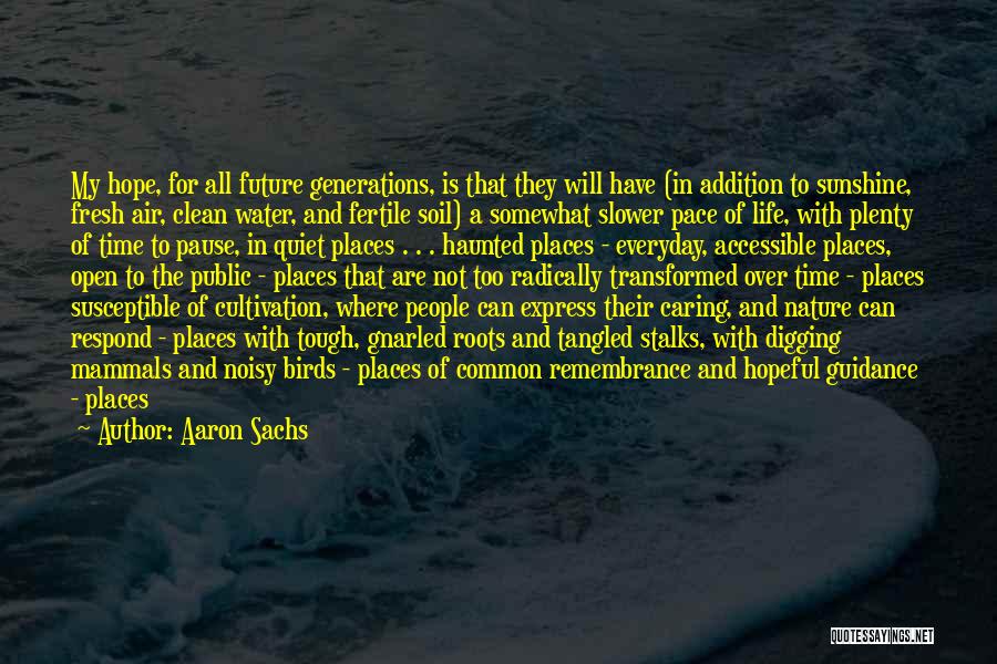 Aaron Sachs Quotes: My Hope, For All Future Generations, Is That They Will Have (in Addition To Sunshine, Fresh Air, Clean Water, And