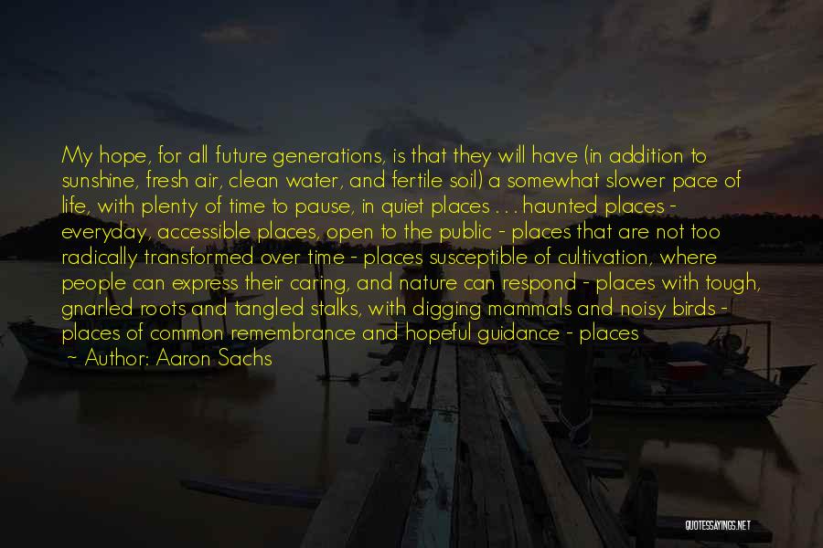 Aaron Sachs Quotes: My Hope, For All Future Generations, Is That They Will Have (in Addition To Sunshine, Fresh Air, Clean Water, And