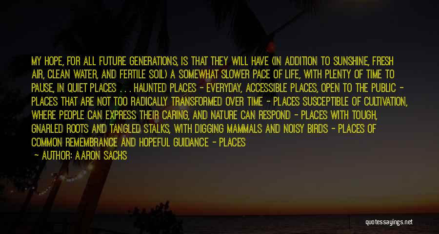 Aaron Sachs Quotes: My Hope, For All Future Generations, Is That They Will Have (in Addition To Sunshine, Fresh Air, Clean Water, And