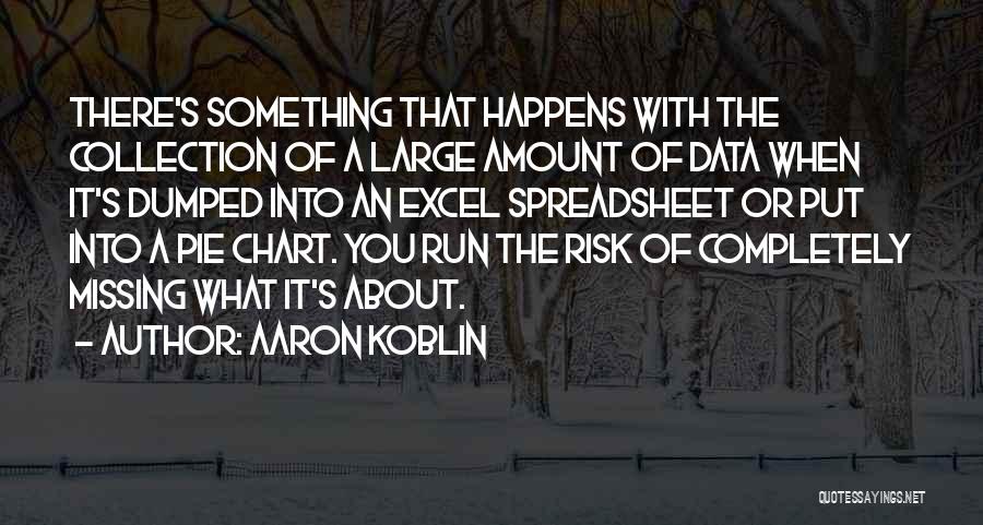 Aaron Koblin Quotes: There's Something That Happens With The Collection Of A Large Amount Of Data When It's Dumped Into An Excel Spreadsheet