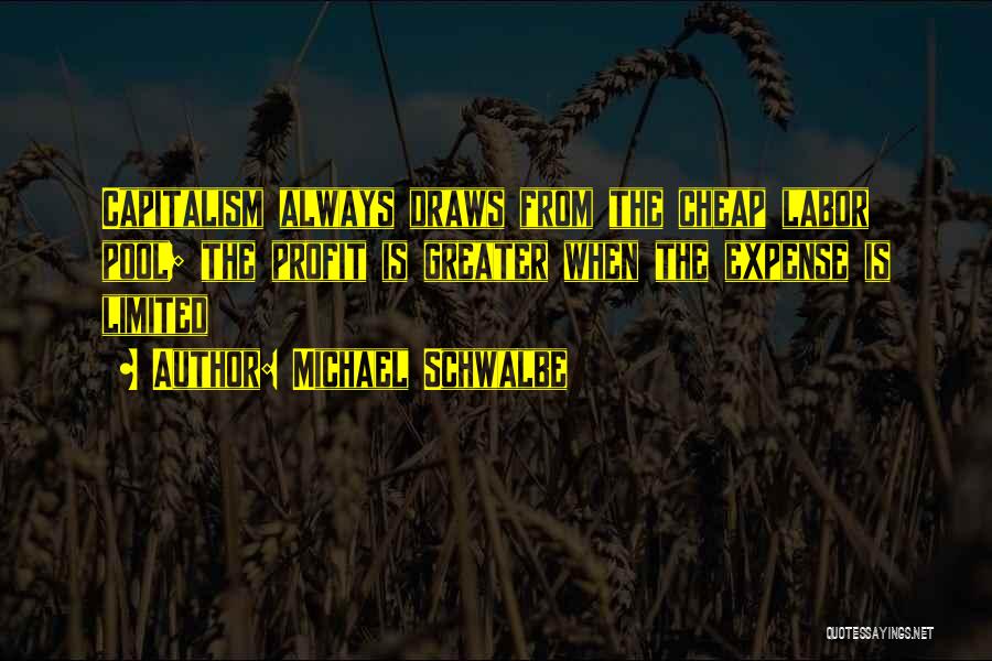 Michael Schwalbe Quotes: Capitalism Always Draws From The Cheap Labor Pool; The Profit Is Greater When The Expense Is Limited