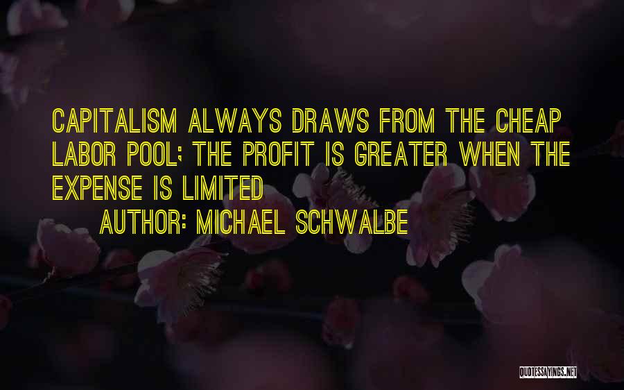 Michael Schwalbe Quotes: Capitalism Always Draws From The Cheap Labor Pool; The Profit Is Greater When The Expense Is Limited