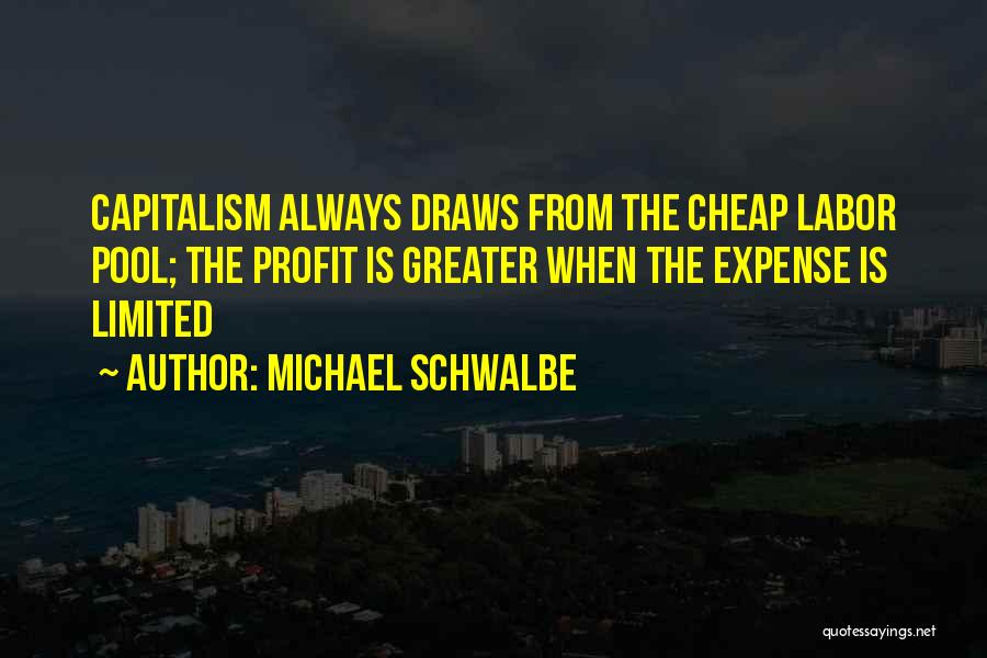 Michael Schwalbe Quotes: Capitalism Always Draws From The Cheap Labor Pool; The Profit Is Greater When The Expense Is Limited