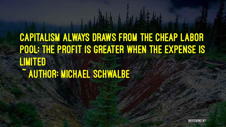 Michael Schwalbe Quotes: Capitalism Always Draws From The Cheap Labor Pool; The Profit Is Greater When The Expense Is Limited