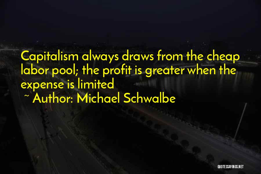 Michael Schwalbe Quotes: Capitalism Always Draws From The Cheap Labor Pool; The Profit Is Greater When The Expense Is Limited