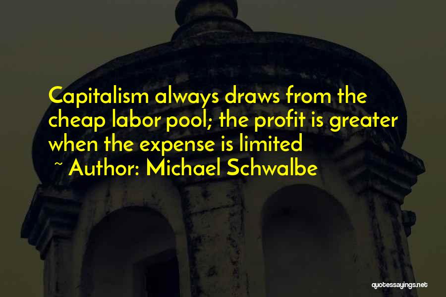 Michael Schwalbe Quotes: Capitalism Always Draws From The Cheap Labor Pool; The Profit Is Greater When The Expense Is Limited