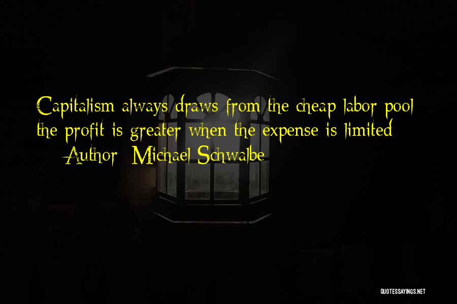 Michael Schwalbe Quotes: Capitalism Always Draws From The Cheap Labor Pool; The Profit Is Greater When The Expense Is Limited