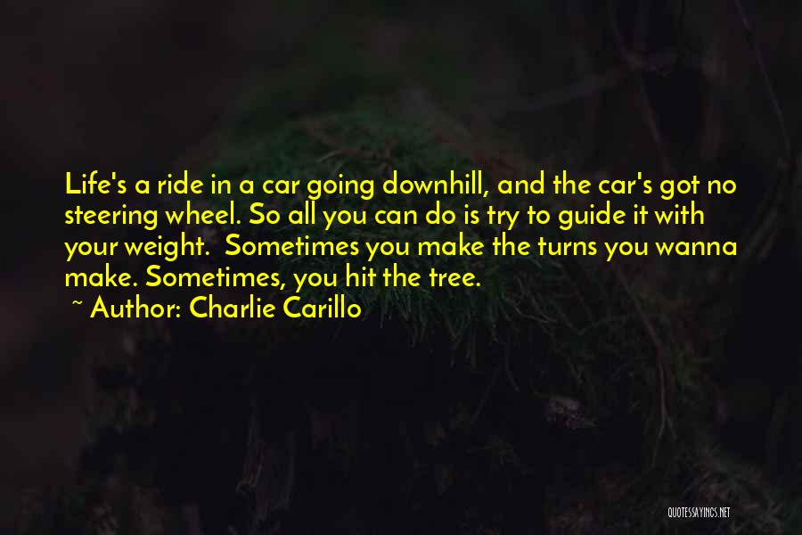 Charlie Carillo Quotes: Life's A Ride In A Car Going Downhill, And The Car's Got No Steering Wheel. So All You Can Do