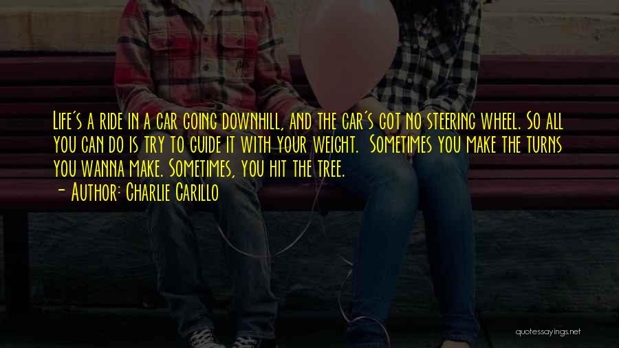 Charlie Carillo Quotes: Life's A Ride In A Car Going Downhill, And The Car's Got No Steering Wheel. So All You Can Do