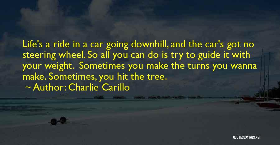 Charlie Carillo Quotes: Life's A Ride In A Car Going Downhill, And The Car's Got No Steering Wheel. So All You Can Do