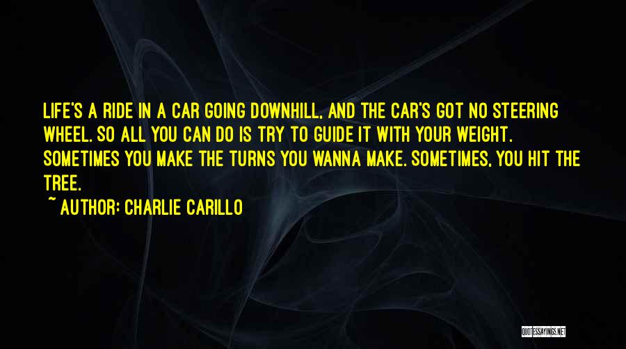 Charlie Carillo Quotes: Life's A Ride In A Car Going Downhill, And The Car's Got No Steering Wheel. So All You Can Do