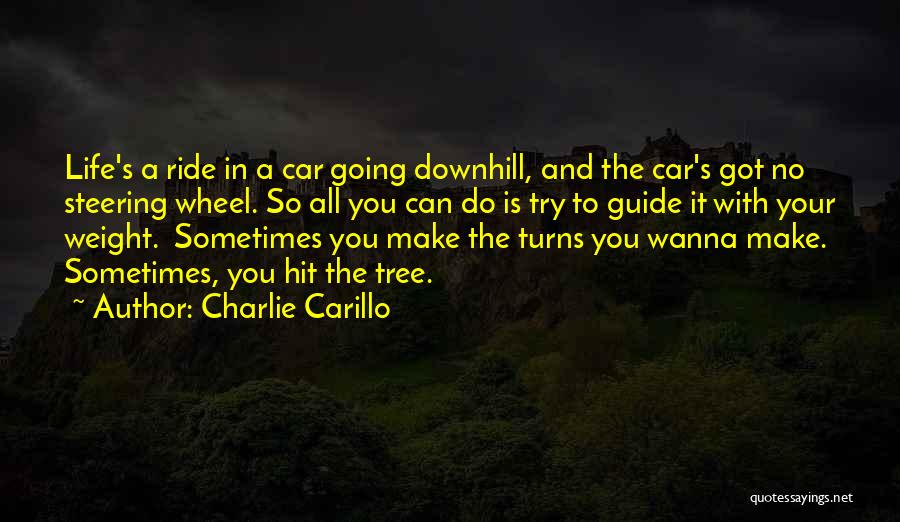 Charlie Carillo Quotes: Life's A Ride In A Car Going Downhill, And The Car's Got No Steering Wheel. So All You Can Do