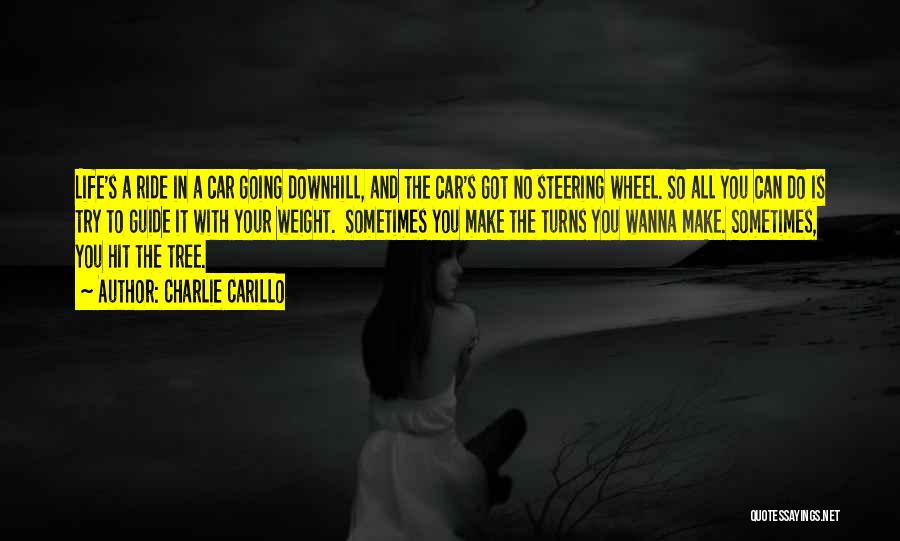 Charlie Carillo Quotes: Life's A Ride In A Car Going Downhill, And The Car's Got No Steering Wheel. So All You Can Do