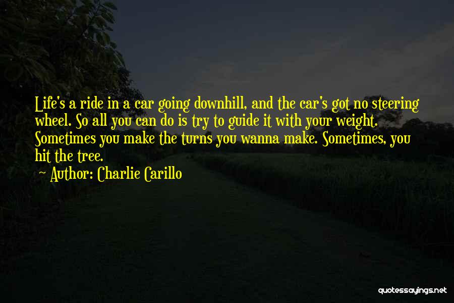 Charlie Carillo Quotes: Life's A Ride In A Car Going Downhill, And The Car's Got No Steering Wheel. So All You Can Do